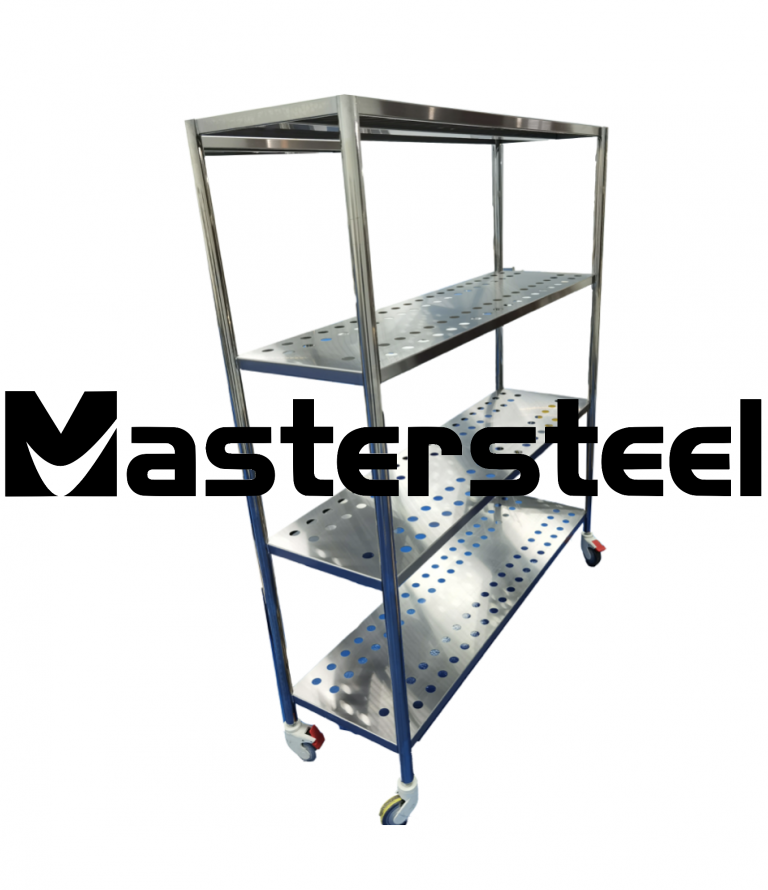 4 TIER MOBILE RACK (perforated shelves) – MasterSteel